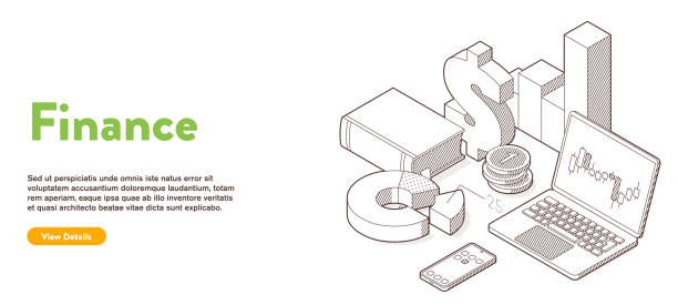 banner- finance concept finance concept - isometric projection accounting drawings stock illustrations