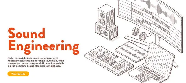 Vector illustration of banner- sound engineering concept