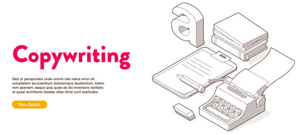 essay writing clip art images banner- copywriting concept copywriting concept - isometric projection essay writing stock illustrations