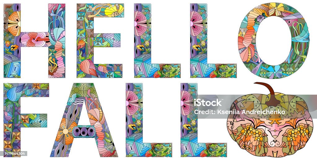 Hello Fall Letras Hello Fall Lettering Phrase Isolated Vector Calligraphy Stock ...