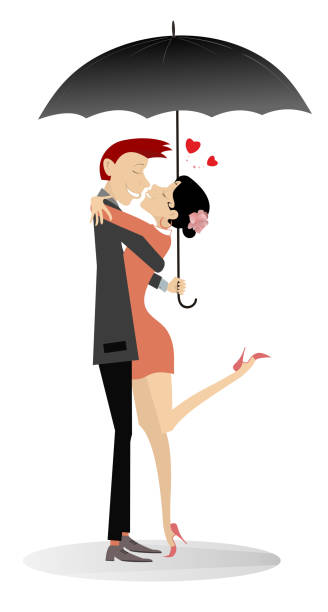 45 Cartoon Of Couple Kissing Rain Illustrations & Clip Art - iStock