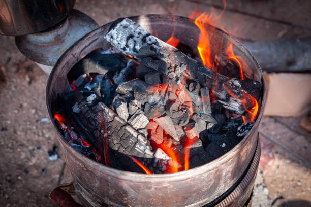 istock Top view of burning coal at the barbecue. 1419871286