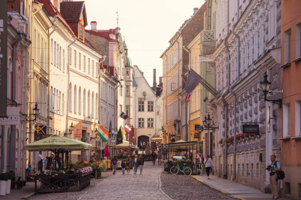 A street in the old town of Talinn on a summer day.