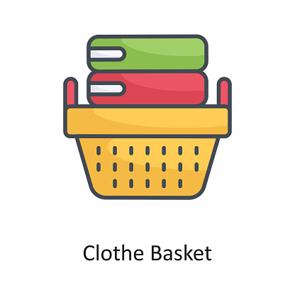Clothe Basket Filled Outline Vector Icon Design illustration on White background. EPS 10 File
