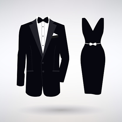 icon tuxedo and dress for celebration on a light background