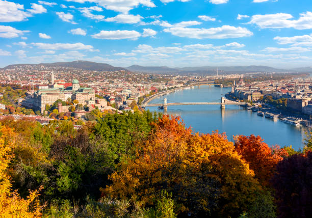 Budapest autumn cityscape with Royal castle and Chain bridge over Danube river, Budapest, Hungary Budapest autumn cityscape with Royal castle and Chain bridge over Danube river, Budapest, Hungary gellert stock pictures, royalty-free photos & images