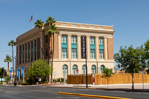 Las Vegas, USA - May 24, 2022: The Mob Museum offers a bold and authentic view of organized crime from vintage Las Vegas to the back alleys of American cities.