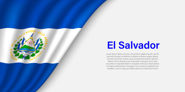 Wave flag of El Salvador on white background. Wave flag of El Salvador on white background. Banner or ribbon vector template for independence day el salvador landmarks stock illustrations