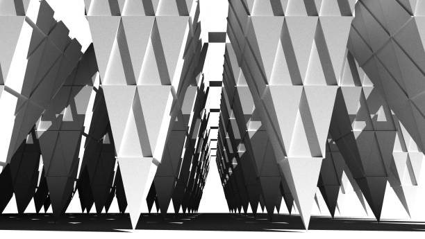 istock Architectural fantasy. Abstract design. Inverted pyramid structure. 3D illustration. 1419883015
