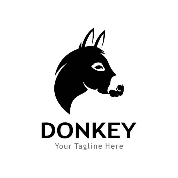 bildbanksillustrationer, clip art samt tecknat material och ikoner med donkey head logo - åsnedjur