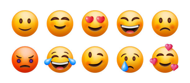 3d-satz isolierter emoticons - emoji stock-grafiken, -clipart, -cartoons und -symbole