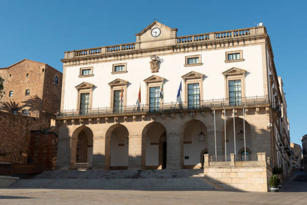 istock Caceres, Spain - August 15, 2019: Grass Tower and City Hall in Main Square. 1419887072