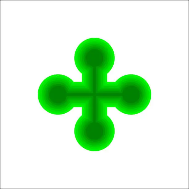 Vector illustration of Green plus logo or religious cross icon isolated on white background vector.