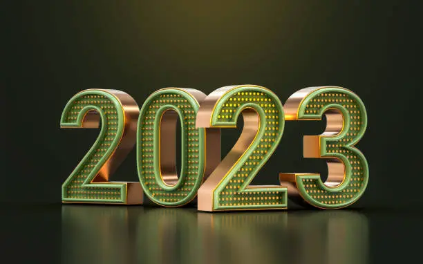 Photo of gold and green luxury 2023 happy new year Minimal text template