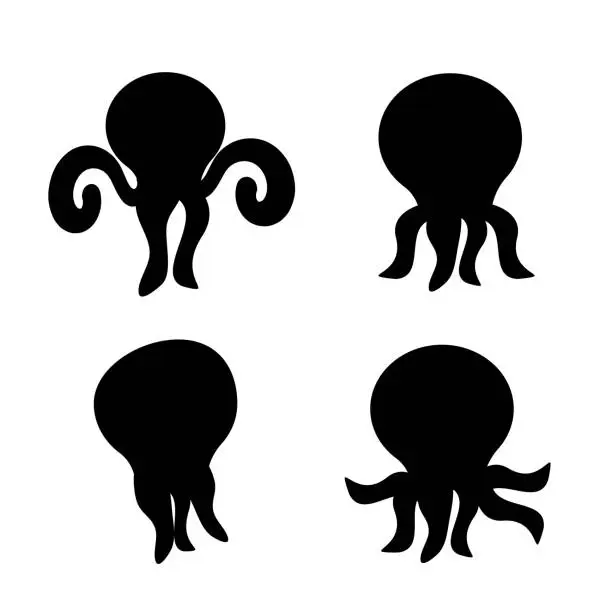 Vector illustration of Outline style octopus. Vector illustration