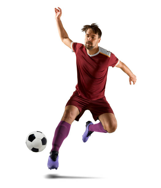 istock Soccer player in action on white background 1419901011