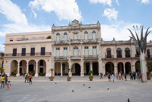 Colourful buildings on Plaza Vieja (Old Square), Havana, Cuba
