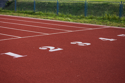 A close-up of the artificial plastic runway