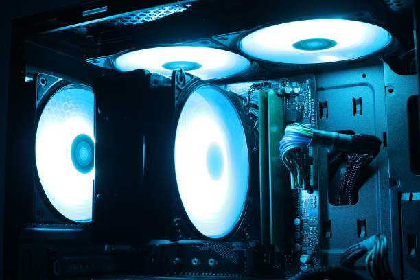 istock Computer cooling, coolers with color illumination in a gaming computer 1419909117
