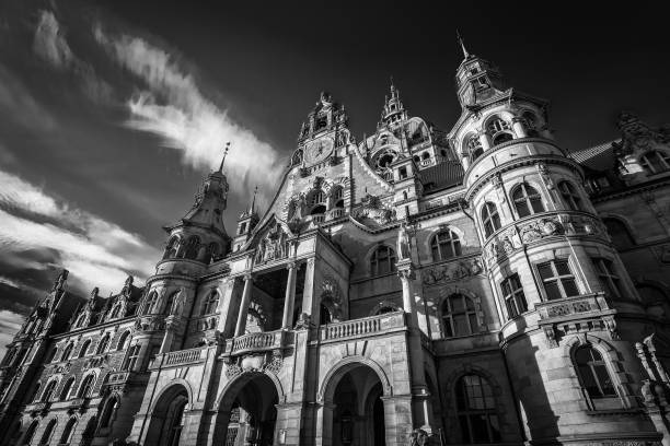 istock Town hall in Hannover as black and white image 1419909153