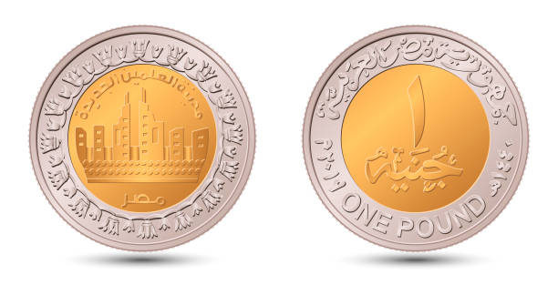 ilustraciones, imágenes clip art, dibujos animados e iconos de stock de moneda de egipto 1 libra 2019 ciudad de el alamein. reverso y anverso de la moneda egipcia de una libra en ilustración vectorial. - alamein