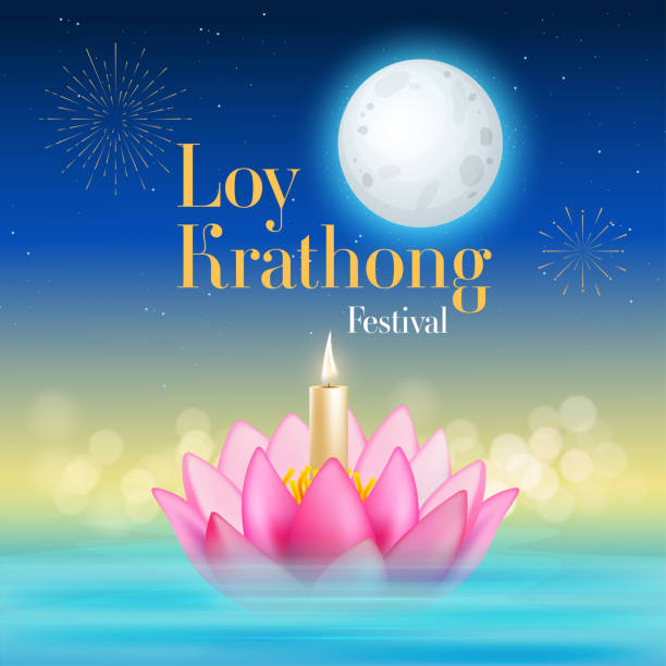 Loy krathong festival travel thailand -vector illustration Loy krathong festival travel thailand -vector illustration loi krathong stock illustrations