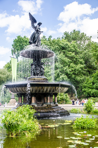 Bethesda Fountain in Central Park, New York City, during summer day
