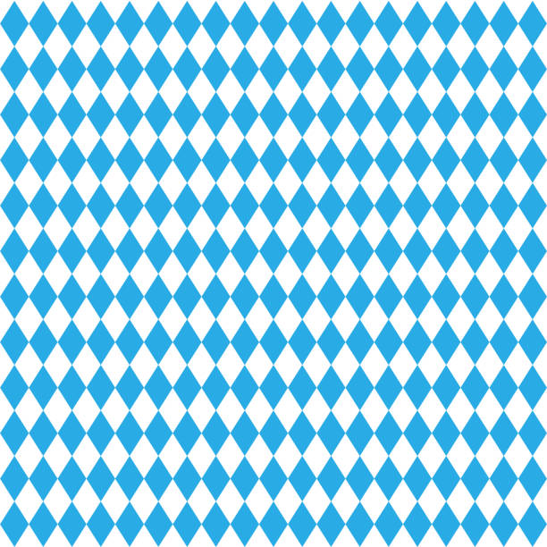 파란색과 흰색 마름모꼴 패턴, 패션. - oktoberfest stock illustrations