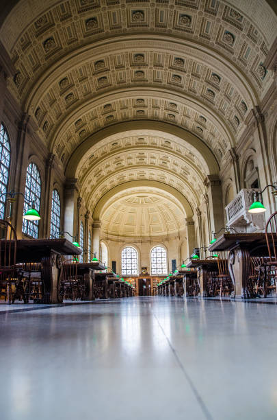 Philadelphia, PA, USA - July 17, 2018:  Readers are reading carefully in the library. This historic library, a National Historic Landmark, is the major masterpiece of Philadelphia's most important Victorian architect, Frank Furness.