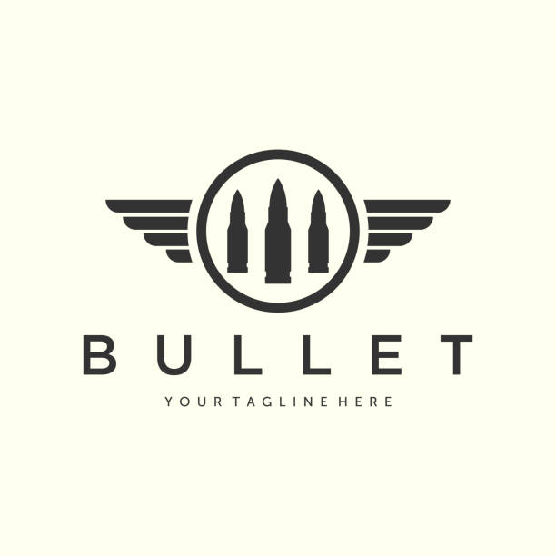 gun or bullet with vintage and insignia style emblem vector illustration design icon template. soldier, shooter, military emblem