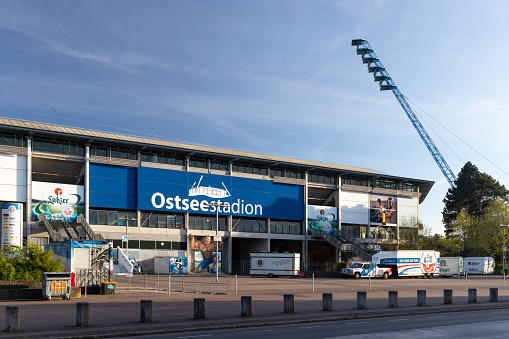 Aerial view of LOOP 5. LOOP 5 is a large shopping center in Darmstadt-Weiterstadt, Germany. In the foreground highway A5. The shopping center was opened on October 9, 2009