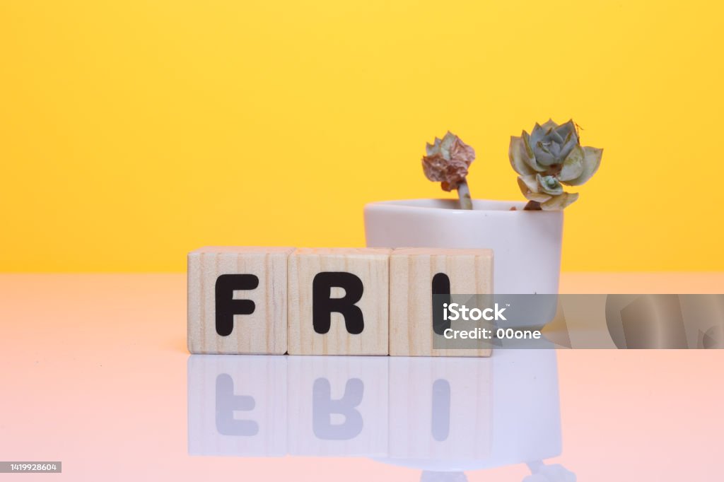FRI word on wooden block Alphabet Stock Photo