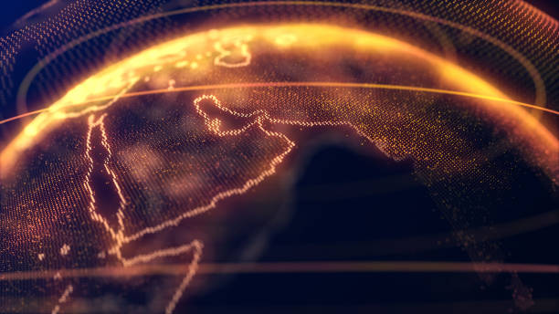 istock Cinematic Digital Technological Earth, suez canal continent and its surroundings 1419929996