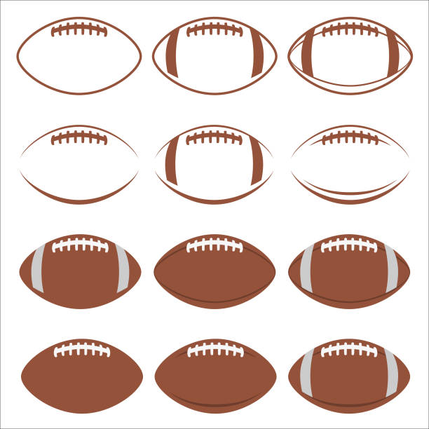 illustrazioni stock, clip art, cartoni animati e icone di tendenza di football vector set su bianco - pallone da football americano