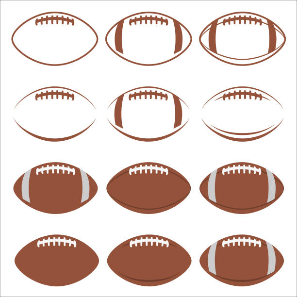 piłka nożna vector set na białym - futbol amerykański stock illustrations