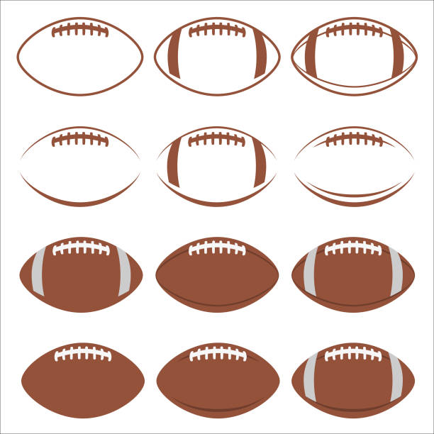 Football Vector Set on White Collection of football and football outlines on a white background clip art stock illustrations