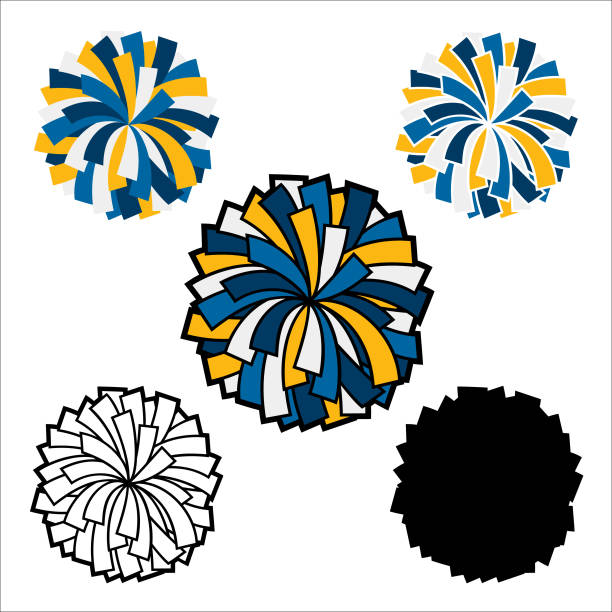 set vektor pom-pom warna-warni di atas putih - pemandu sorak ilustrasi stok