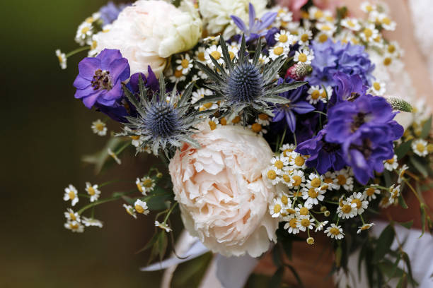 istock Bouquet of white and blue flowers 1419932899