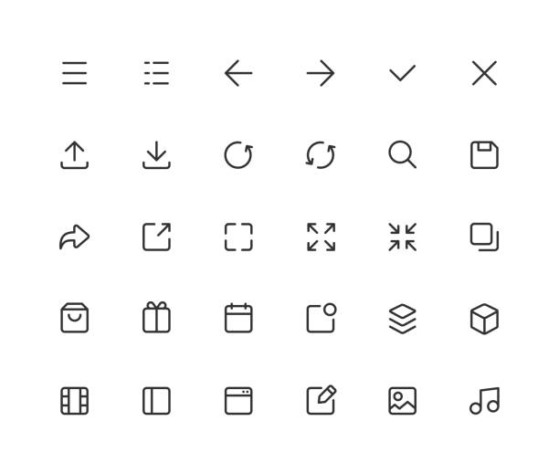 stockillustraties, clipart, cartoons en iconen met part 1 of 4. user interface line icons. editable stroke. - browser
