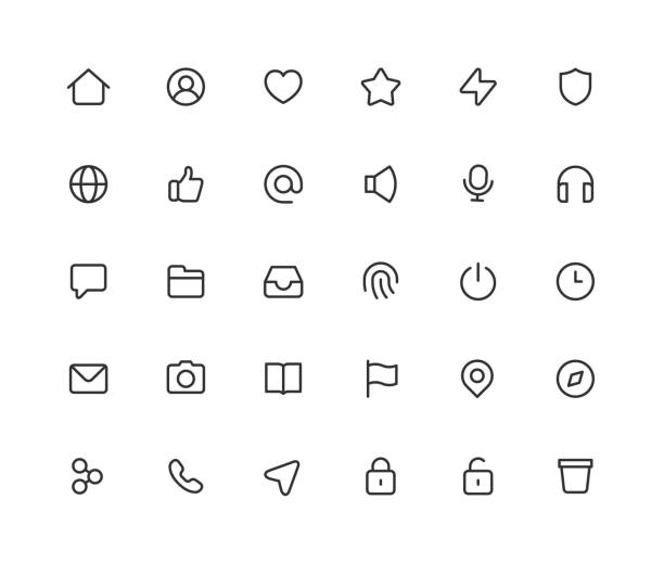 část 2 ze 4. ikony řádků uživatelského rozhraní. upravitelný tah. - ikona sociálních médií stock ilustrace