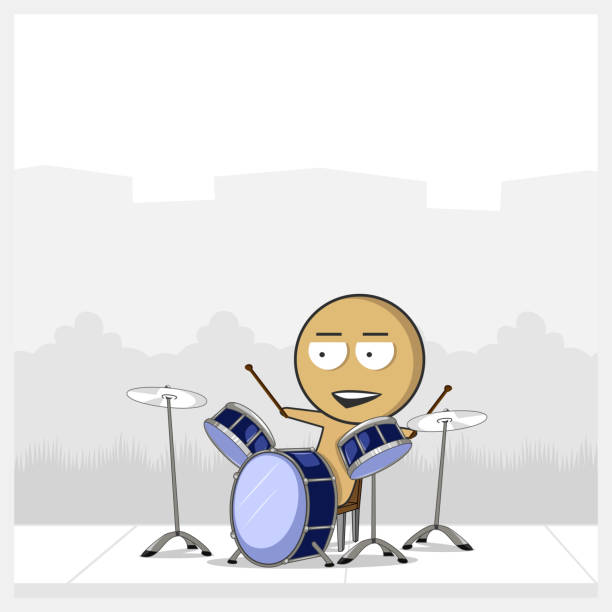 Man playing drums vector art illustration