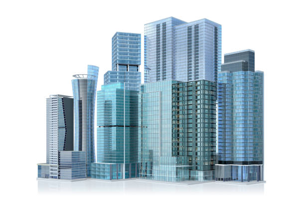 istock City landscape, modern building on a white background. 3d illustration 1419943664