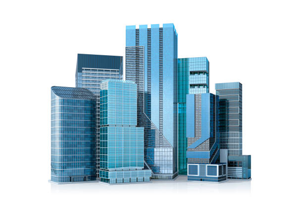 istock City landscape, modern building on a white background. 3d illustration 1419943700