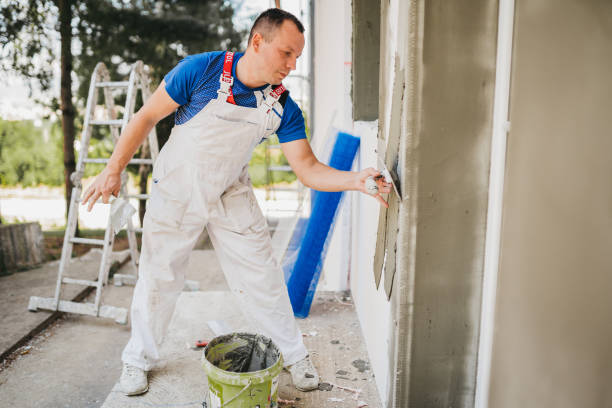 istock The painter prepares the mesh for the facade 1419945257