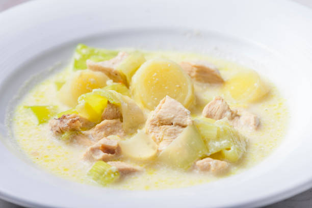 istock creamy leek soup with chicken meat 1419945397