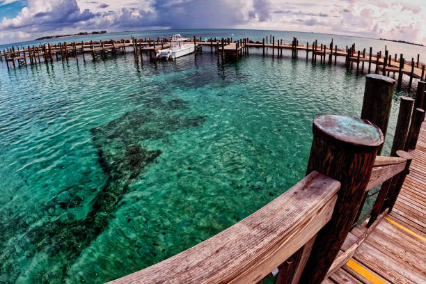 Jetty at tropical paradise beach at Dhiffushi Holiday island at South Ari atoll, Maldives. Beautiful turquoise Indian ocean sea with white sand. Luxury travel holidays background. Property released.