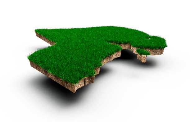 istock Kuwait map soil land geology cross section with green grass 3d illustration 1419960487