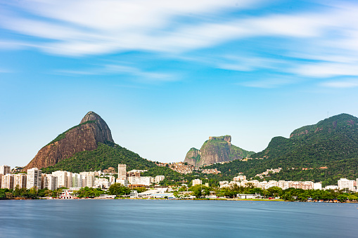 The lagoon,  Botafogo neighborhood , Two Brothers and Gavea Mountains in the background