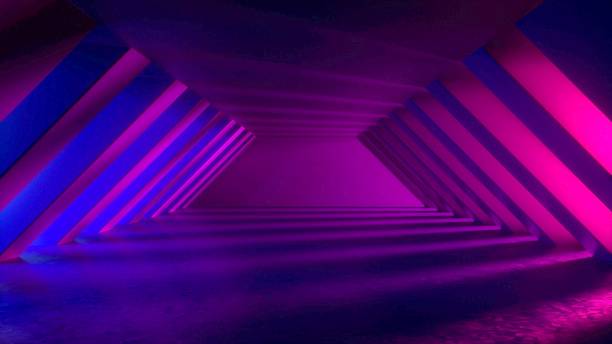 istock Futuristic Sci Fi Neon Tunnel With Pink And Blue Neon Light. Glowing Colorful Light Coming Through The Corridor. 3D render 1419969719