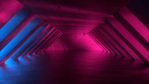 istock Futuristic Sci Fi Neon Tunnel With Pink And Blue Neon Light. Glowing Colorful Light Coming Through The Corridor. 3D render 1419969945